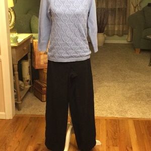 BLACK FAUX SUEDE STRAIGHT LEG SLACKS